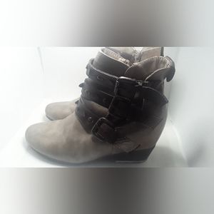 Brown wedge ankle boots